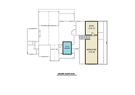 Country, Craftsman, Farmhouse House Plan 43612 with 3 Bed, 2 Bath, 2 Car Garage Second Level Plan