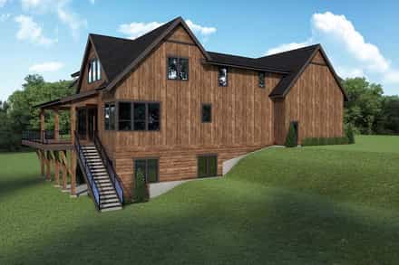 Barndominium, Contemporary, Country House Plan 43616 with 4 Bed, 5 Bath, 2 Car Garage Picture 2