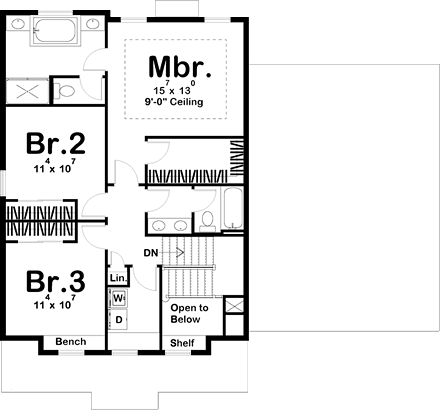 House Plan 44178 Second Level Plan
