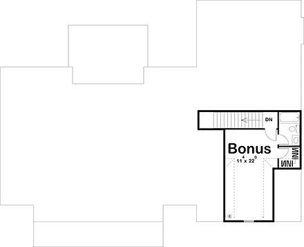 Farmhouse House Plan 44204 with 3 Bed, 2 Bath, 2 Car Garage Second Level Plan