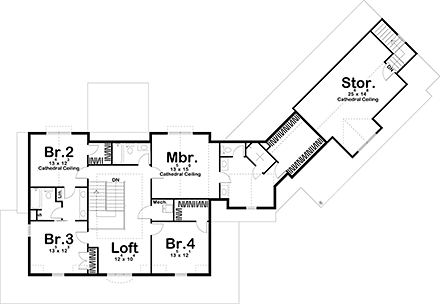 House Plan 44211 Second Level Plan