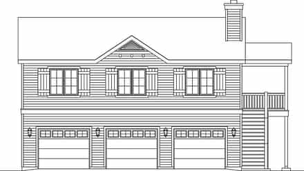 Traditional 3 Car Garage Apartment Plan 45192 with 2 Bed, 2 Bath Picture 3