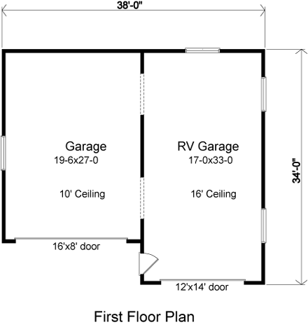 Traditional 3 Car Garage Plan 49035, RV Storage First Level Plan