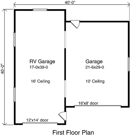 Traditional 3 Car Garage Plan 49129, RV Storage First Level Plan