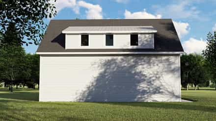 Colonial, Contemporary 3 Car Garage Apartment Plan 50707 with 1 Bed, 1 Bath Rear Elevation