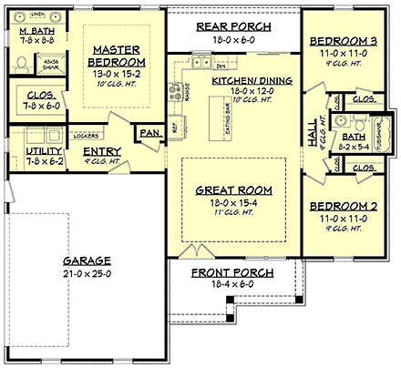 House Plan 51997 First Level Plan