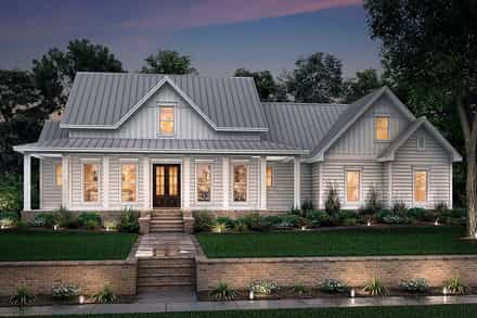Country, Farmhouse, Southern, Traditional House Plan 56916 with 3 Bed, 3 Bath, 2 Car Garage Picture 1