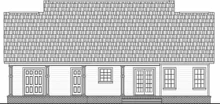 Country, Ranch, Traditional House Plan 60101 with 3 Bed, 2 Bath, 1 Car Garage Rear Elevation