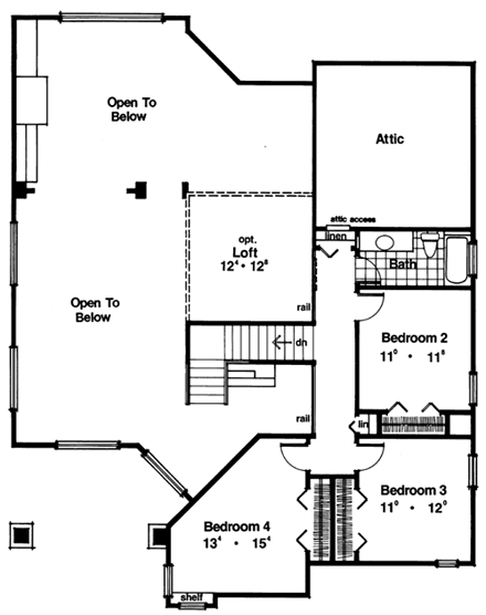 Contemporary, Florida, Mediterranean House Plan 63300 with 4 Bed, 3 Bath, 3 Car Garage Second Level Plan