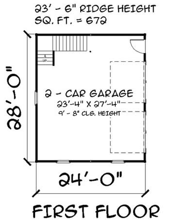 2 Car Garage Plan 67301 First Level Plan