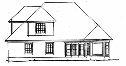 European, Traditional House Plan 68236 with 3 Bed, 3 Bath, 2 Car Garage Rear Elevation