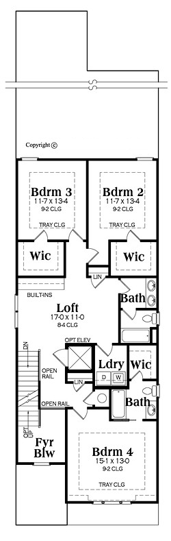 Coastal, Craftsman, Traditional House Plan 72678 with 4 Bed, 5 Bath, 2 Car Garage Second Level Plan