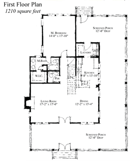 Country, Historic House Plan 73838 with 3 Bed, 3 Bath First Level Plan