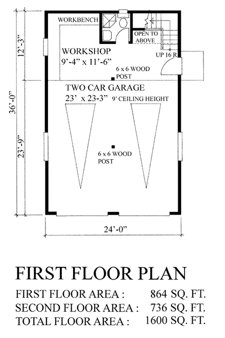 Cottage, Craftsman 2 Car Garage Apartment Plan 76019 First Level Plan