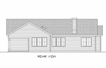 Craftsman, Traditional House Plan 76712 with 4 Bed, 2 Bath, 2 Car Garage Rear Elevation