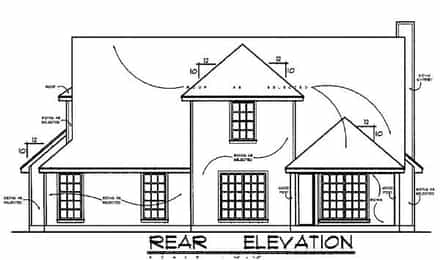 Country House Plan 77077 with 3 Bed, 2.5 Bath, 2 Car Garage Rear Elevation