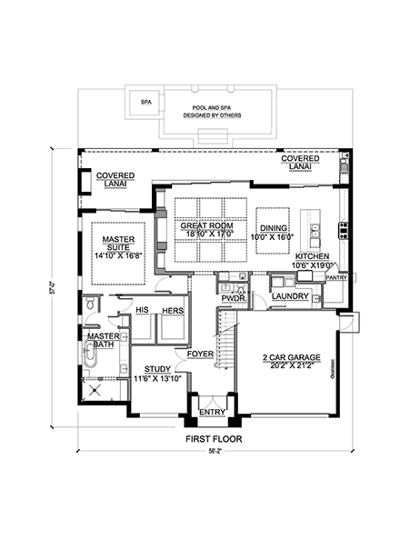 Contemporary, Modern House Plan 77631 with 4 Bed, 5 Bath, 2 Car Garage First Level Plan
