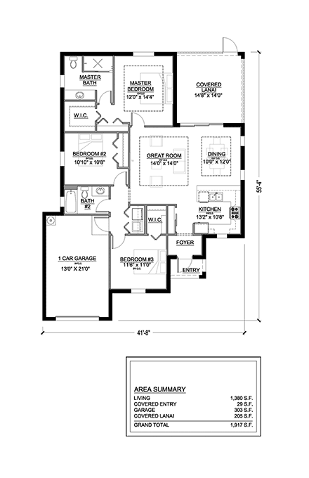 Traditional House Plan 77632 with 3 Bed, 2 Bath, 1 Car Garage First Level Plan