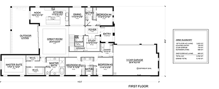 Coastal, Florida House Plan 78171 with 5 Bed, 5 Bath, 3 Car Garage First Level Plan
