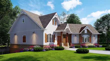 Bungalow, Craftsman, Ranch House Plan 80747 with 3 Bed, 2 Bath, 2 Car Garage Picture 2