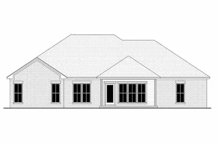 Country, Farmhouse, Traditional House Plan 80855 with 4 Bed, 2 Bath, 2 Car Garage Rear Elevation