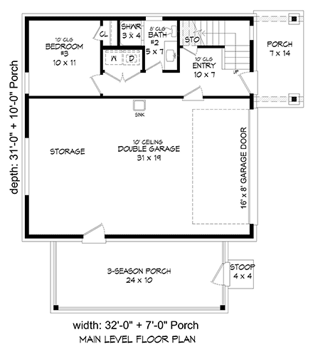 Garage-Living Plan 80903 First Level Plan