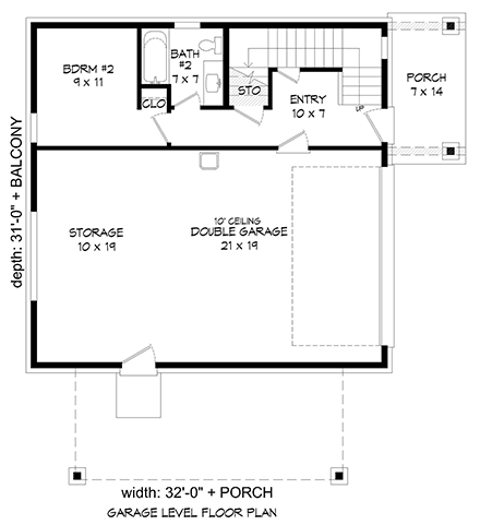Coastal, Contemporary, Modern Garage-Living Plan 80976 with 2 Bed, 3 Bath, 2 Car Garage First Level Plan