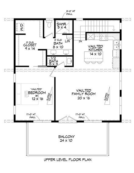 Coastal, Contemporary, Modern Garage-Living Plan 80976 with 2 Bed, 3 Bath, 2 Car Garage Second Level Plan