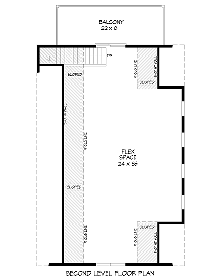 Contemporary, Modern Garage-Living Plan 80978, 1 Car Garage Second Level Plan