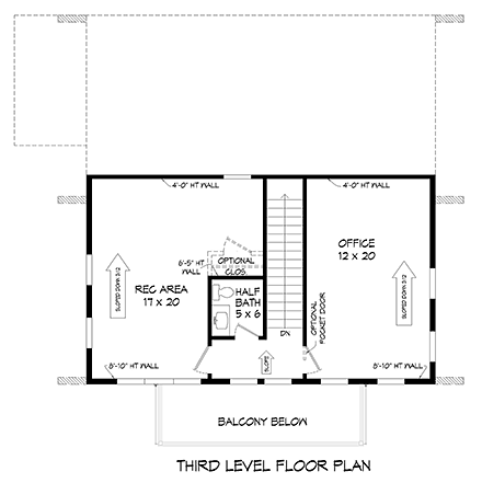 Coastal, Contemporary, Modern Garage-Living Plan 80979 with 3 Bed, 4 Bath, 2 Car Garage Third Level Plan