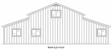 Barndominium, Country, Ranch House Plan 80981 with 2 Bed, 2 Bath Rear Elevation