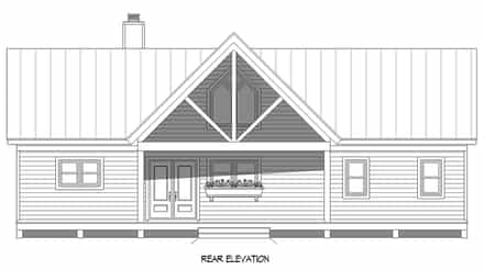 Bungalow, Country, Craftsman, Prairie, Ranch, Traditional House Plan 80982 with 2 Bed, 2 Bath Rear Elevation