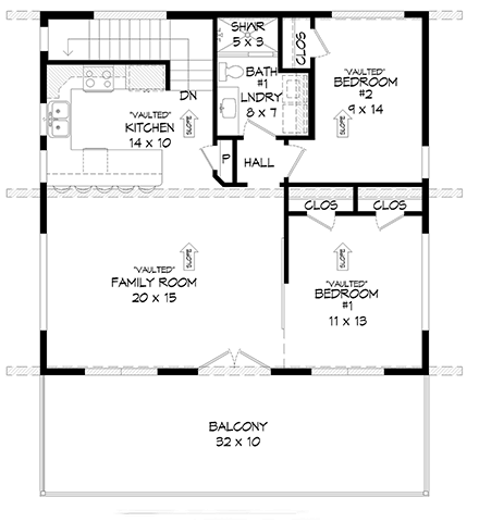 Coastal, Contemporary, Modern House Plan 80984 with 3 Bed, 2 Bath, 1 Car Garage First Level Plan