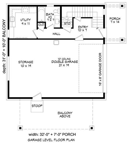 Coastal, Contemporary, Modern House Plan 80985 with 2 Bed, 2 Bath, 2 Car Garage First Level Plan
