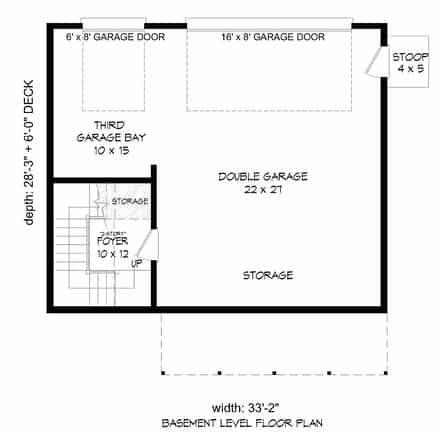 Contemporary, Modern House Plan 80988 with 1 Bed, 1 Bath, 3 Car Garage Lower Level Plan