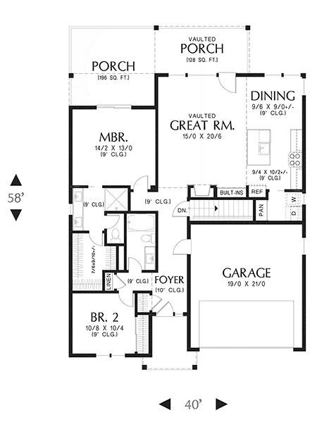 Cottage, Farmhouse, Ranch, Traditional House Plan 81336 with 3 Bed, 3 Bath, 2 Car Garage First Level Plan