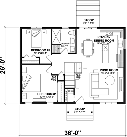 Country, Craftsman, Farmhouse, Ranch, Traditional House Plan 81810 with 4 Bed, 2 Bath First Level Plan