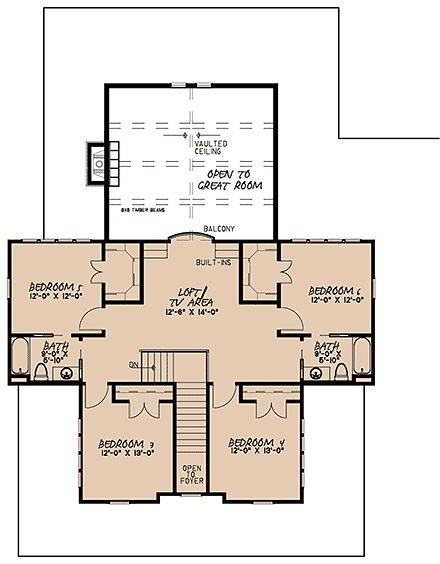 House Plan 82537 Second Level Plan