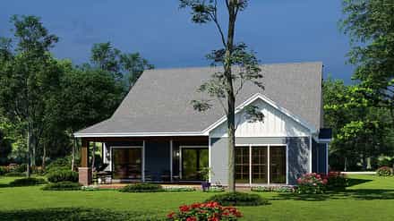 Bungalow, Cottage, Craftsman, Traditional House Plan 82652 with 3 Bed, 2 Bath, 2 Car Garage Rear Elevation