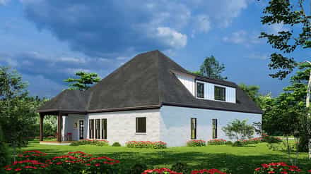 Bungalow, Craftsman, European, Traditional House Plan 82662 with 3 Bed, 2 Bath, 2 Car Garage Rear Elevation