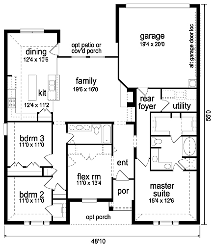 Traditional House Plan 88668 with 3 Bed, 2 Bath, 2 Car Garage First Level Plan