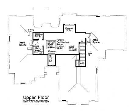 European, French Country, Tudor House Plan 89407 with 3 Bed, 4 Bath, 3 Car Garage Second Level Plan