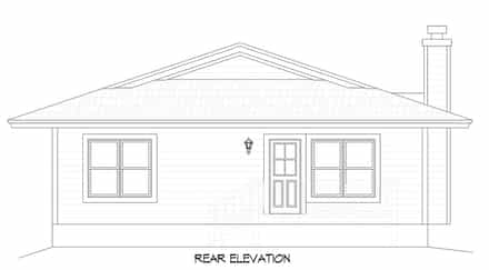 Cottage, Farmhouse House Plan 95348 with 2 Bed, 2 Bath Rear Elevation