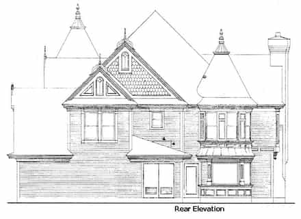 Country, Farmhouse, Victorian House Plan 95539 with 4 Bed, 5 Bath, 2 Car Garage Rear Elevation