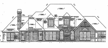 European, French Country, Tudor House Plan 98535 with 4 Bed, 4 Bath, 3 Car Garage Rear Elevation
