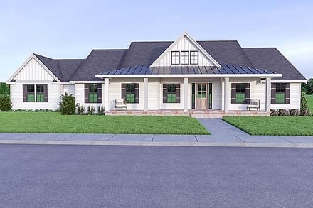 Country, Craftsman, Farmhouse House Plan 40989 with 4 Bed, 3 Bath, 2 Car Garage Elevation
