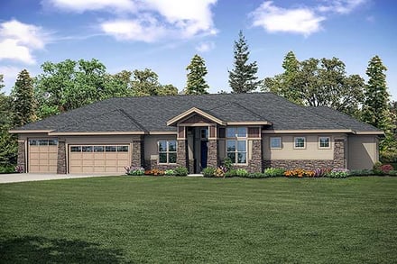 Country, Craftsman, Ranch House Plan 43703 with 3 Bed, 3 Bath, 3 Car Garage Elevation