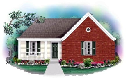 Narrow Lot, One-Story, Traditional House Plan 46373 with 3 Bed, 2 Bath Elevation