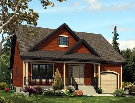 Cabin, Cottage, Country, Craftsman House Plan 50303 with 3 Bed, 3 Bath, 1 Car Garage Elevation