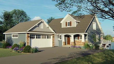 Bungalow, Cottage, Country, Craftsman House Plan 50704 with 4 Bed, 4 Bath, 2 Car Garage Elevation